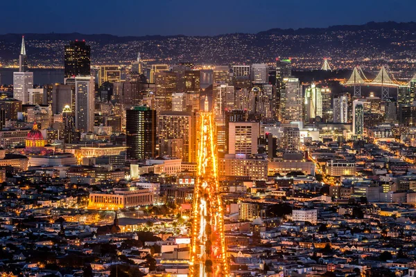 Market Street Och Centrala San Francisco Sett Utifrån Twin Peaks — Stockfoto