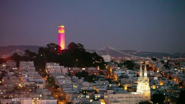 Coit Tower and St. Peter and Paul Church — Stock Video