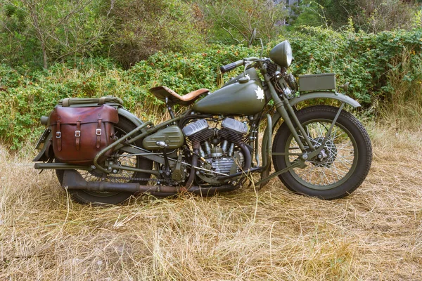 World War II Motorcycles.  1942. Vintage Harley Davidson Military Model 42WLC Motorcycle used by the Canadian National Defense Forces.