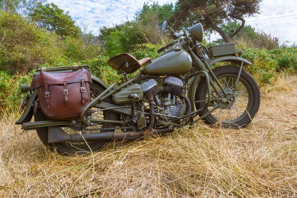 World War II Motorcycles.  1942. Vintage Harley Davidson Military Model 42WLC Motorcycle used by the Canadian National Defense Forces.