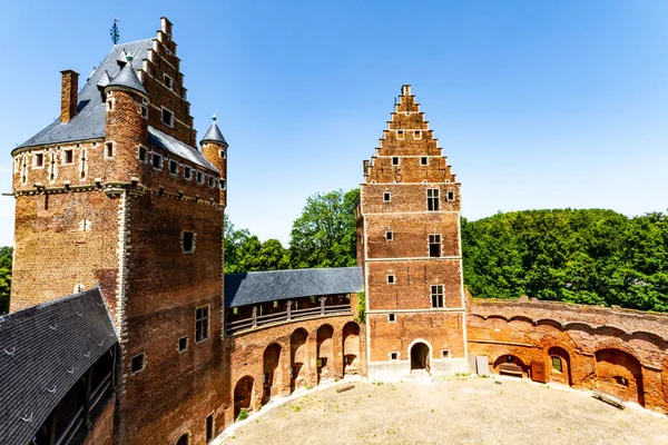 Charming Medieval Beersel Castle Parte Pátio Interior Beersel Flanders Bélgica — Fotografia de Stock