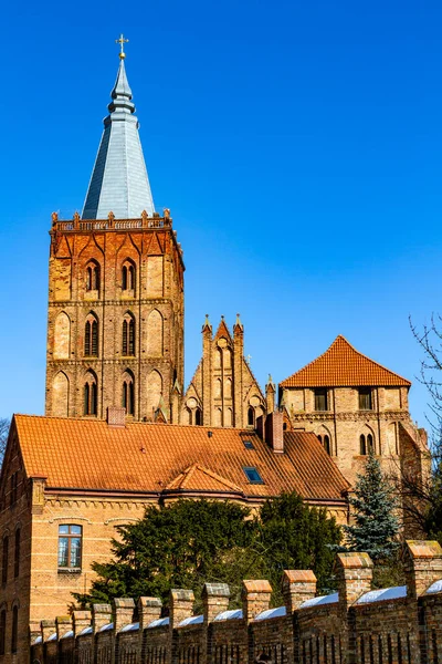 Medieval Tower Gothic Church Assumption Blessed Virgin Mary Chelmno Poland — Stock Fotó