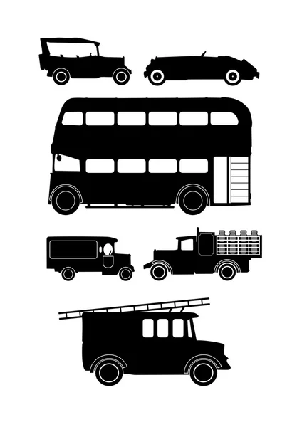 Vintage vehicle silhouettes — Stock Vector