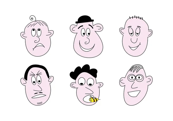 Rostos de desenhos animados expressivos —  Vetores de Stock