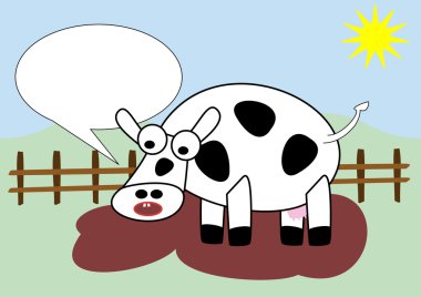 cow in a farmyard clipart