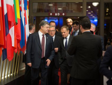 Petro Poroshenko, Jean-Claude Juncker ve Donald Tusk