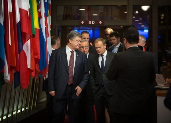 Petro Poroshenko, Jean-Claude Juncker και Ντόναλντ Τουσκ — Φωτογραφία Αρχείου
