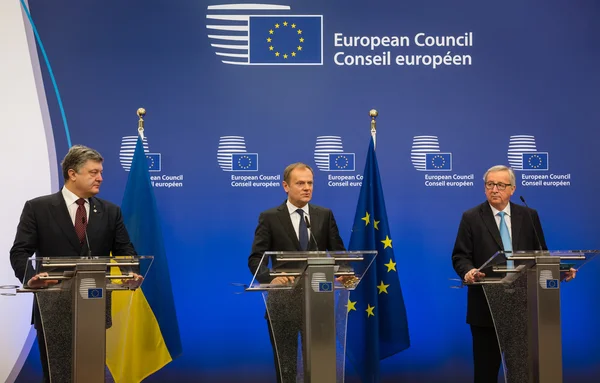 Petro Porochenko, Jean-Claude Juncker et Donald Tusk — Photo