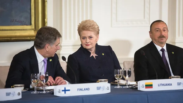 Sauli Niinisto and Dalia Grybauskaite — Stock Photo, Image