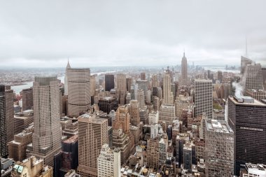 An aerial view over Manhattan in New York city