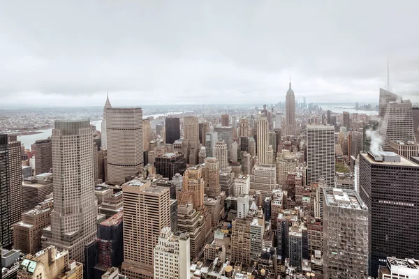 An aerial view over Manhattan in New York city — 图库照片