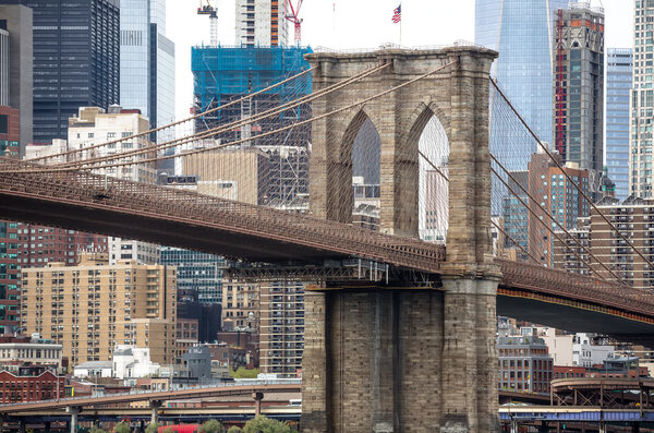 View of Brooklyn bridge and Manhattan from the East river