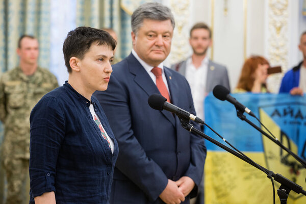 Hero of Ukraine Nadiya Savchenko after liberation from Russian p