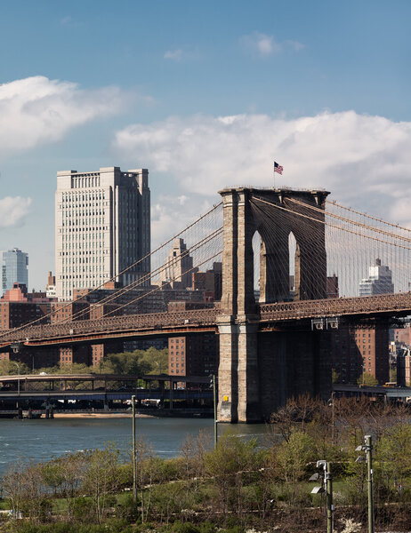 Brooklyn bridge and Manhattan. View from Brooklyn