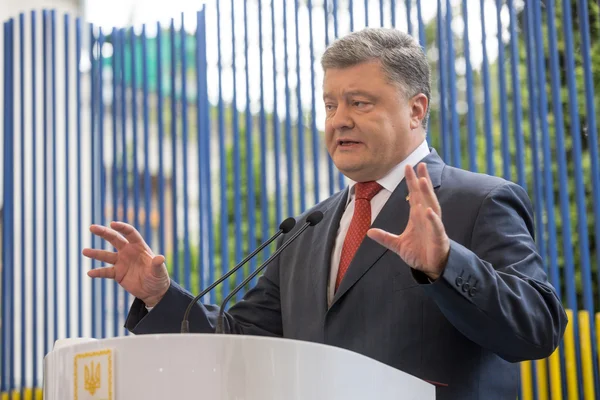 Tisková konference prezidenta Ukrajiny Petro Poroshenko — Stock fotografie
