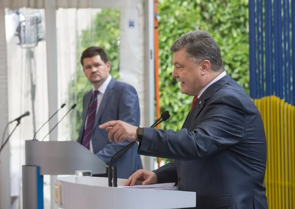 Persconferentie van voorzitter van Oekraïne Petro Poroshenko — Stockfoto