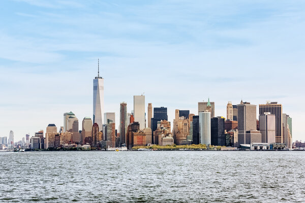 Sunny day in New York. View of Manhattan skyline in New York City, USA