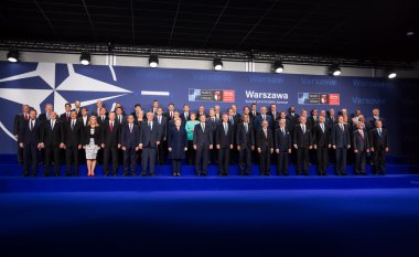 Group photo of participants of NATO summit in Warsaw clipart