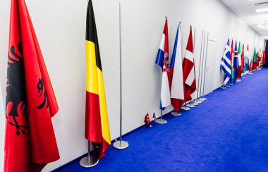 Flags of countries participating in the NATO summit clipart