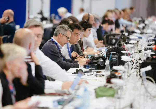 Press center of the NATO summit in Warsaw — Stock Photo, Image