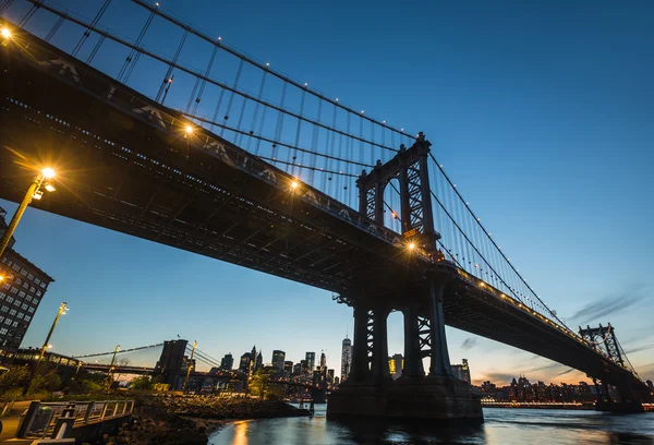 Manhattan Köprüsü Geceleri — Stok fotoğraf