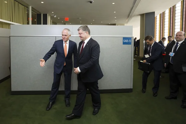 Australische eerste minister Malcolm Turnbull en Petro Poroshenko — Stockfoto