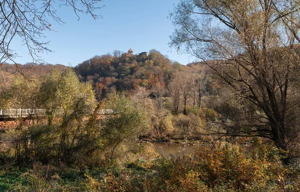 Medieval Old Castle Autumn Forest Nevytsky Castle Popular Tourist Destination — Stock Photo, Image