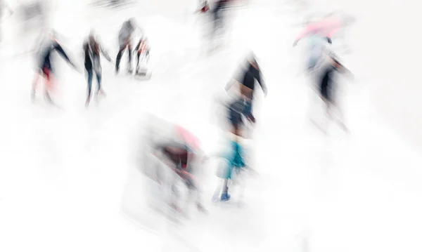 Beweging Wazig Abstract Beeld Van Mensen Schaatsen Een Ijsbaan Ijsschaatsers — Stockfoto