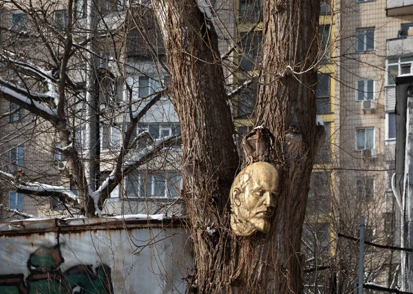 Kyiv Ukraine Jan 2021 Monuments Era Totalitarianism Collected Snowy Courtyard — Stock Photo, Image