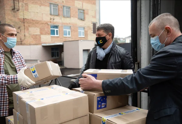 Kyiv Ukraine Avril 2021 Aide Humanitaire Épidémie Coronavirus Ukraine Aide — Photo