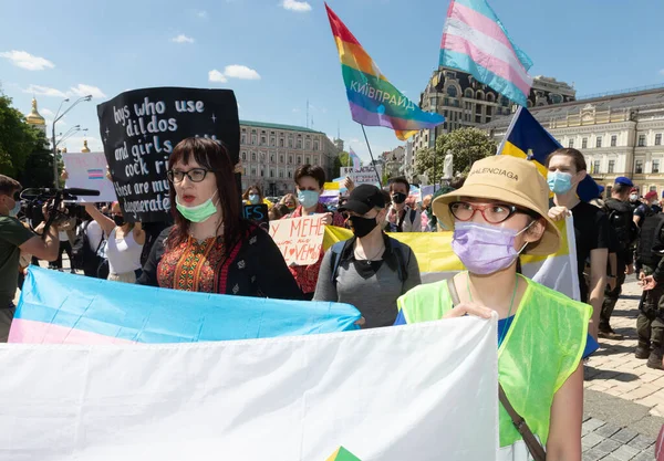 Kyiv Ukraine May 2021 March Support Transgender People Held Mikhailovskaya — Stock Photo, Image