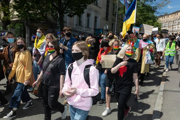 Kyiv Ukraine May 2021 March Support Transgender People Held Mikhailovskaya — Stock Photo, Image