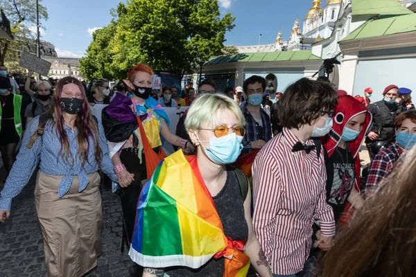 Kyiv Ucrânia Maio 2021 Uma Marcha Apoio Pessoas Transexuais Foi — Fotografia de Stock