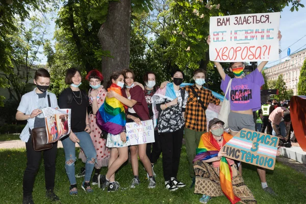 Kyiv Ucrânia Maio 2021 Uma Marcha Apoio Pessoas Transexuais Foi — Fotografia de Stock