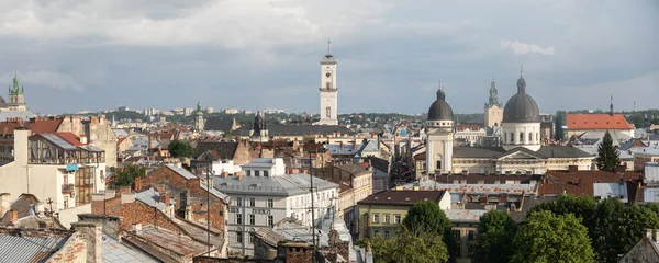 Lviv Ukraine Jun 2021 Aerial View Historical Old City District — Stock Photo, Image