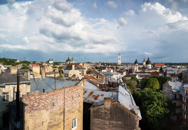 Lviv Ukraine Jun 2021 Aerial View Historical Old City District — Stock Photo, Image