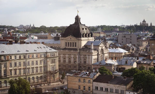 Lviv Ukraine Ιούνιος 2021 Αεροφωτογραφία Της Ιστορικής Παλιάς Πόλης Της — Φωτογραφία Αρχείου