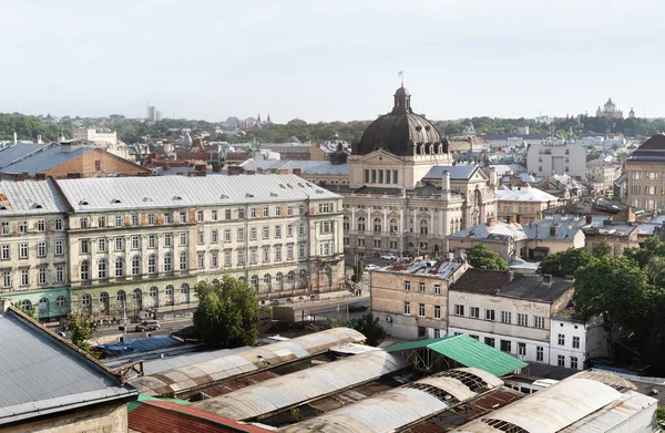 Lviv Ukraine Ιούνιος 2021 Αεροφωτογραφία Της Ιστορικής Παλιάς Πόλης Της — Φωτογραφία Αρχείου