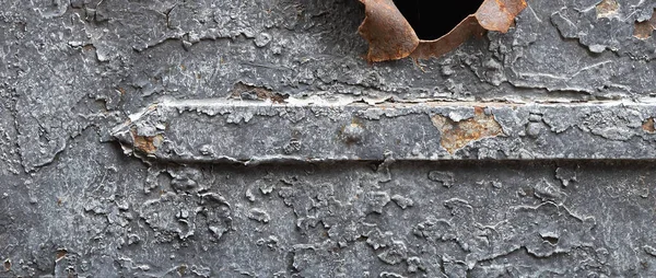 Fragment Van Een Oud Metalen Oppervlak Met Toe Gescheurde Verf — Stockfoto