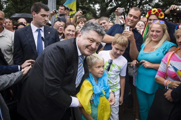 President of Ukraine Petro Poroshenko during the celebration of — Stock Photo, Image