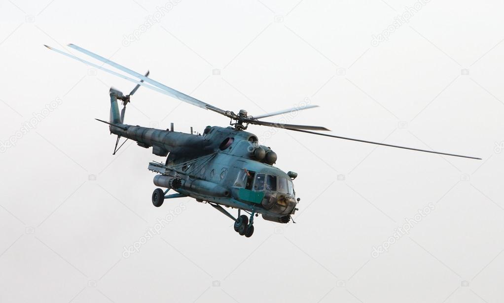 Ukrainian military helicopter in flight