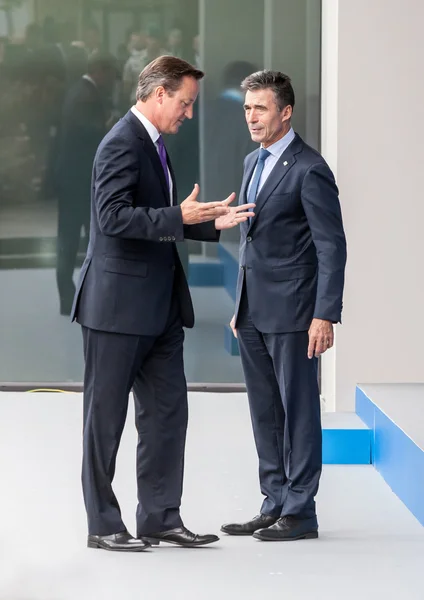 Βρετανός πρωθυπουργός david cameron και ΝΑΤΟ Γενικός Γραμματέας — Φωτογραφία Αρχείου