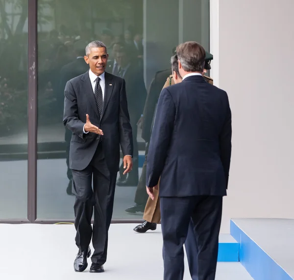 Нас президент Барака Обами на саміті НАТО в Ньюпорт — стокове фото
