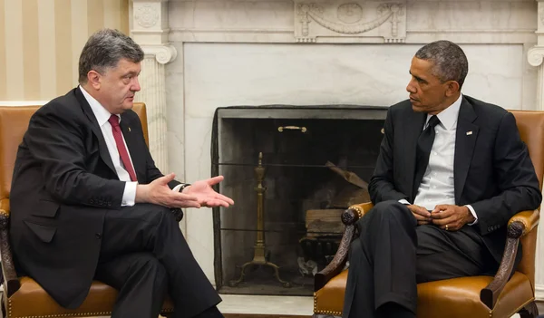 대통령 버락 오 바 마와 석유 poroshenko — 스톡 사진