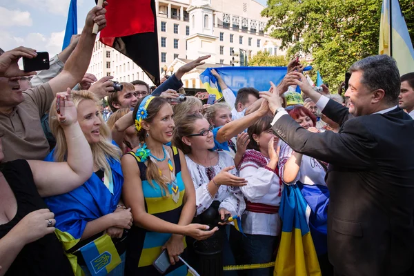 Петр Порошенко с украинской общиной в Вашингтоне — стоковое фото