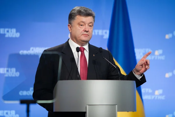 Konferencja prasowa prezydenta Ukrainy petro Poroszenko — Zdjęcie stockowe
