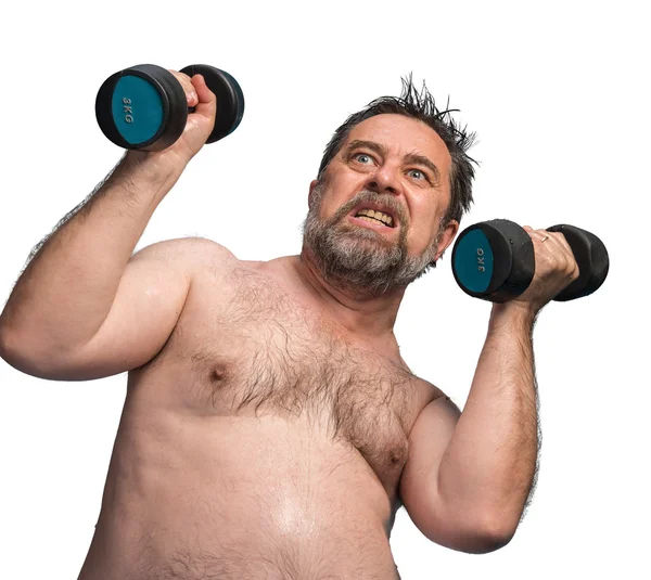डंबेलसह व्यायाम करणारा माणूस — स्टॉक फोटो, इमेज