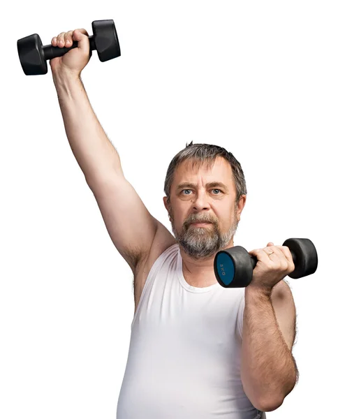 Hombre haciendo ejercicio con pesas —  Fotos de Stock