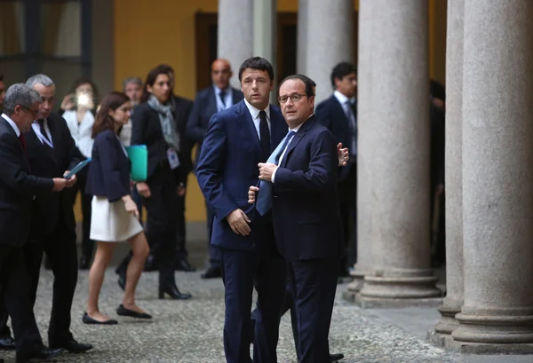 French President Francois Hollande and Prime Minister of Italy, — Stock Photo, Image