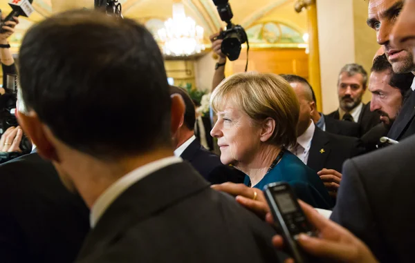 Angela Merkel na de vergadering van de Asem-top — Stockfoto